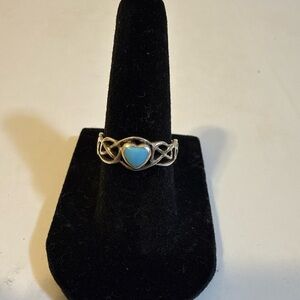 925 Sterling Silver Celtic Band Ring with  Turquoise Stone